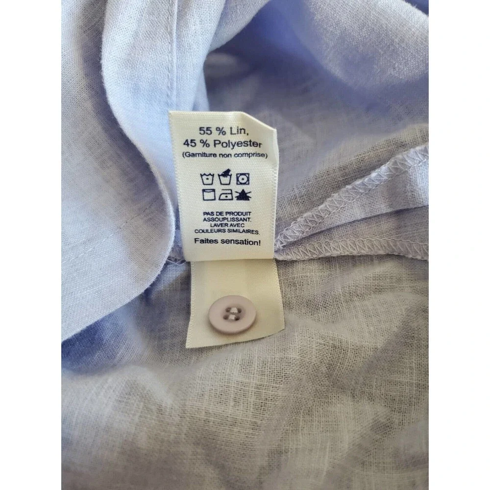 Tilley Women's Blue Linen Blend Short Sleeve Tunic Top Size M Outdoor Hiking EUC